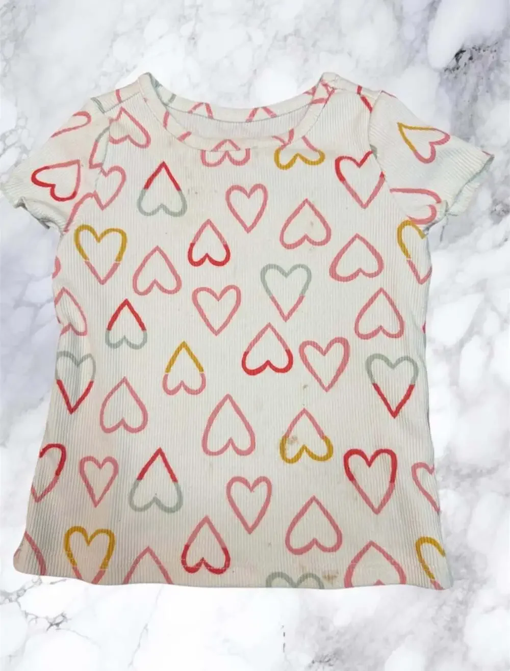 Cat‎ & Jack Toddler Outfit 18M Yellow Pinafore Dress Heart Print Shirt Set
